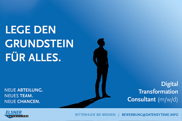 Digital Tranformation Consultant männlich, weiblich, divers gesucht. Lege den Grundstein für alles. Neue Abteilung. Neues Team. Neue Changen.